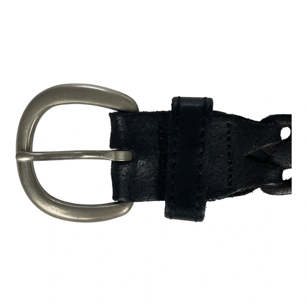 Men’s thick leather woven braided black belt size‎ 40